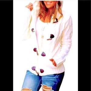 Front Button Hooded Sweater Cardigan new